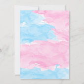 Blauw en roze Genderfeest Uitnodiging (Achterkant)