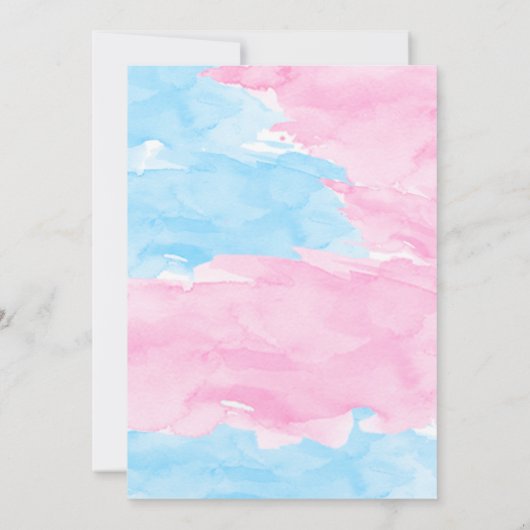 Blauw en roze Genderfeest Uitnodiging (Achterkant)