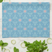 Blauw en Roze Geometrisch Abstract Theedoek (Gevouwen)