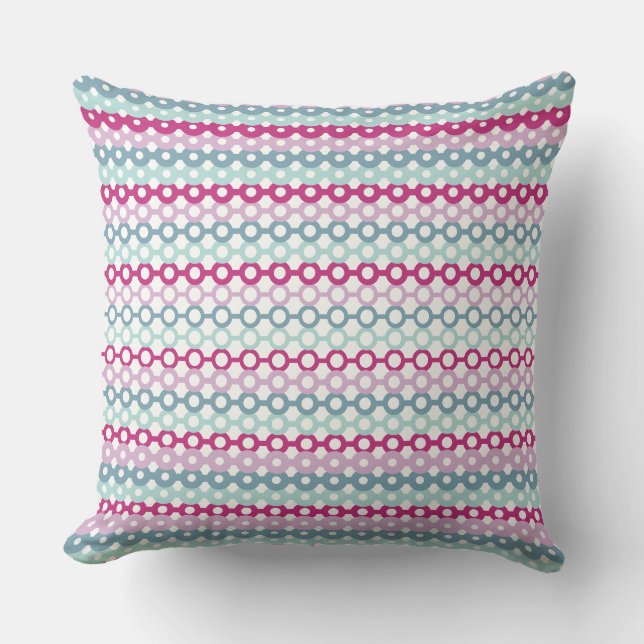Blauw en roze geometrisch kussen (Voorkant)