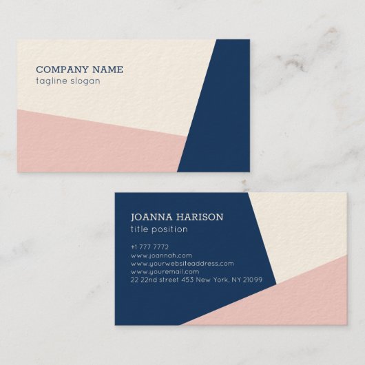 Blauw en roze geometrisch visitekaartje (Voorkant / Achterkant)