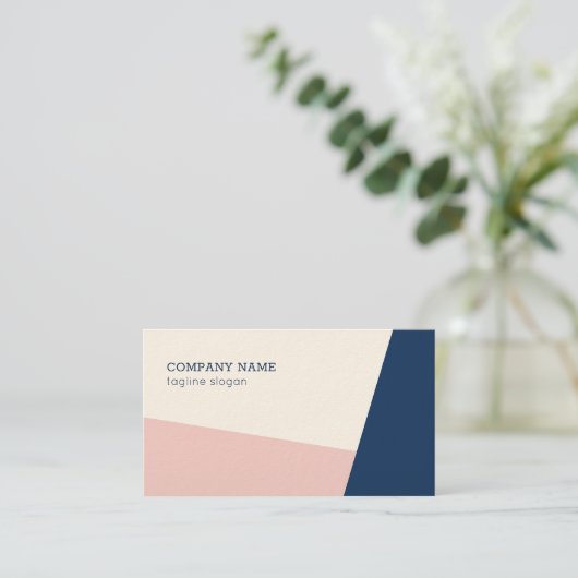 Blauw en roze geometrisch visitekaartje (Staand voorkant)
