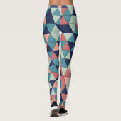 Blauw en Roze Geometrische Patroon Workout Leggings (Achterkant)