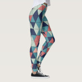 Blauw en Roze Geometrische Patroon Workout Leggings (Rechts)