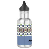 Blauw en roze gepatterd waterfles  (Links)