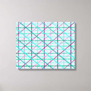 Blauw en roze geruit patroon canvas afdruk