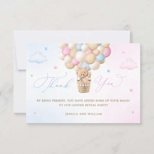 Blauw en Roze Geslacht onthullen Dank u Kaart (Voorkant)