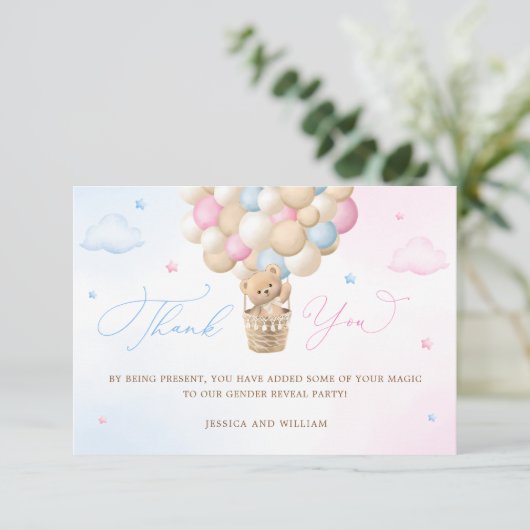 Blauw en Roze Geslacht onthullen Dank u Kaart (Staand voorkant)