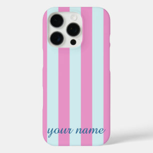 Blauw en Roze Gestreept Aanpasbare Naam Hoesje