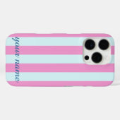 Blauw en Roze Gestreept Aanpasbare Naam Hoesje (Achterkant (horizontaal))