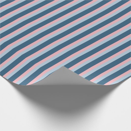 Blauw en roze gestreept cadeaupapier (Hoek)