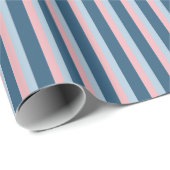 Blauw en roze gestreept cadeaupapier (Rol Hoek)