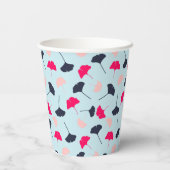 Blauw en roze Ginkgo laat een aangepast bericht ac Papieren Bekers (Achterkant)