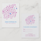 Blauw en roze glitter bloemenhaar visitekaartje (Voorkant / Achterkant)