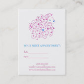 Blauw en roze glitter bloemenhaar visitekaartje (Achterkant)