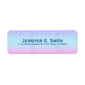 Blauw en roze glitter en sparkles etiket (Voorkant)