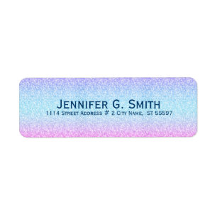 Blauw en roze glitter en sparkles etiket