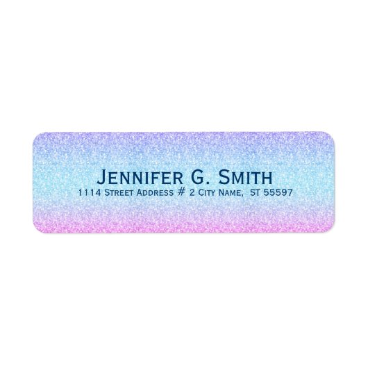 Blauw en roze glitter en sparkles etiket (Voorkant)