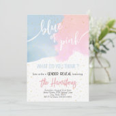 Blauw en roze | Glitter Gender Reveal Baby shower Kaart (Staand voorkant)