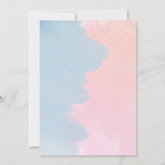 Blauw en roze | Glitter Gender Reveal Baby shower Kaart (Achterkant)