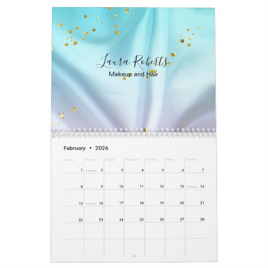 Blauw en roze glitter kalender (Feb 2026)