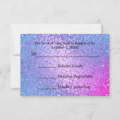 Blauw en roze glitter - RSVP Kaartje (Achterkant)