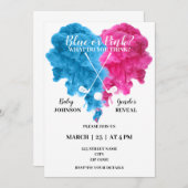 Blauw en roze golfgender onthullen uitnodiging (Voorkant / Achterkant)