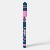 Blauw en Roze Golfstrepen Patroon Monogram Case-Mate iPhone Case (Achterkant / Rechts)