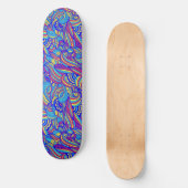 Blauw en Roze Golven Patroon Skateboard (Voorkant)