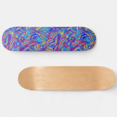 Blauw en Roze Golven Patroon Skateboard (Horizontaal)