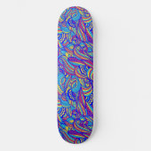 Blauw en Roze Golven Patroon Skateboard (Voorkant)