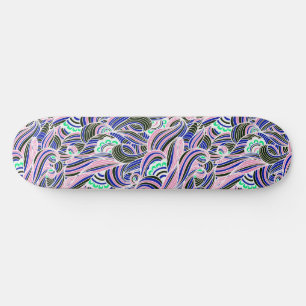 Blauw en Roze Golven Patroon Skateboard