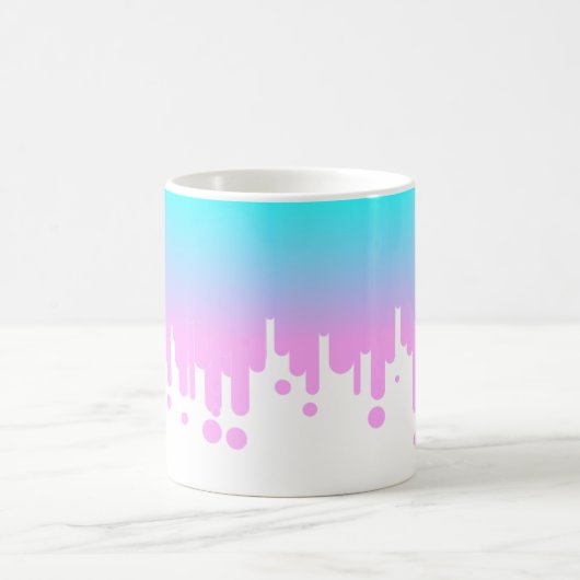 Blauw en Roze Gradient Dripping Koffiemok (Center)