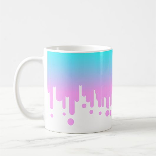 Blauw en Roze Gradient Dripping Koffiemok (Links)