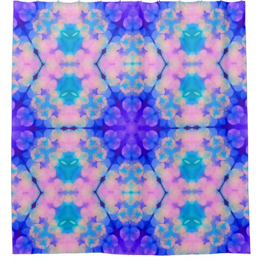 Blauw en roze gradiënt pasta-bundel kunst douchegordijn (Voorkant)