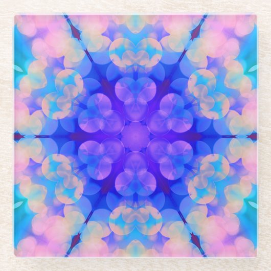 Blauw en roze gradiënt pasta-bundel kunst glazen onderzetter (Voorkant)