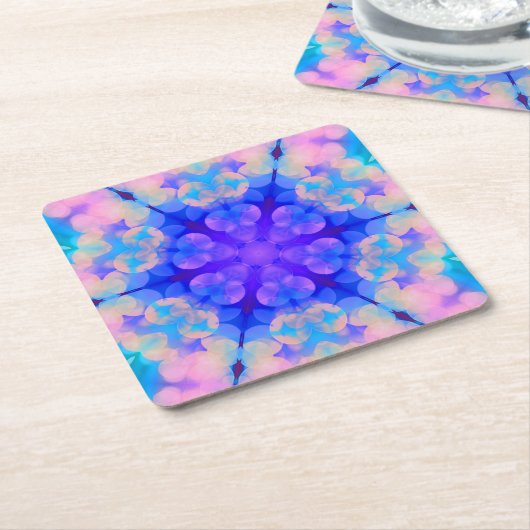 Blauw en roze gradiënt pasta-bundel kunst kartonnen onderzetters (Schuin)