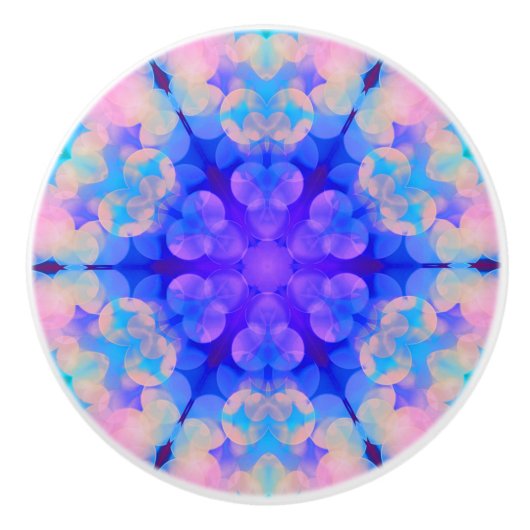 Blauw en roze gradiënt pasta-bundel kunst keramische knop (Voorkant)