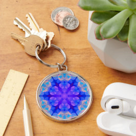 Blauw en roze gradiënt pasta-bundel kunst sleutelhanger