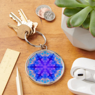 Blauw en roze gradiënt pasta-bundel kunst sleutelhanger