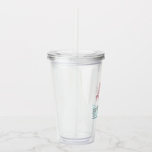 Blauw en Roze Gradient St Maarten | Sint-Martin Acryl Drinkbeker (Rechts)