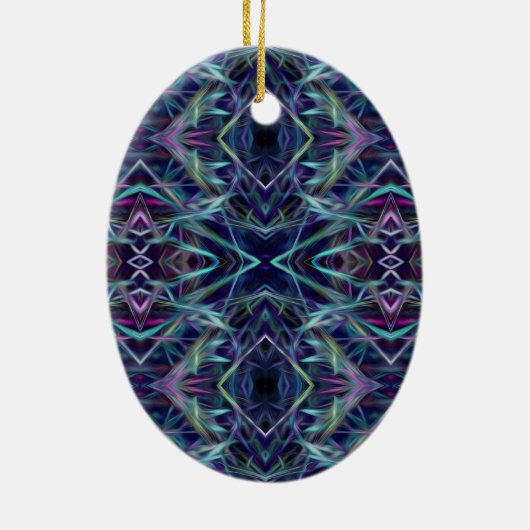 Blauw en roze grafisch Abstract Keramisch Ornament (Achterkant)