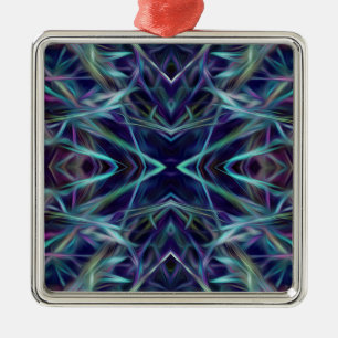 Blauw en roze grafisch Abstract Metalen Ornament