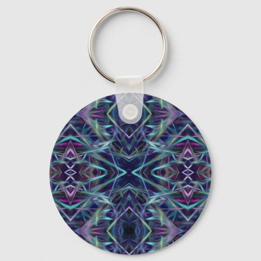 Blauw en roze grafisch Abstract Sleutelhanger (Voorkant)