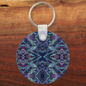 Blauw en roze grafisch Abstract Sleutelhanger (Voorkant)