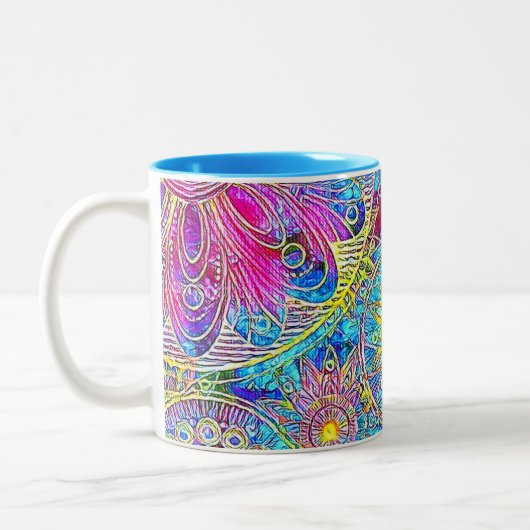 Blauw en Roze Grafische Mok (Links)
