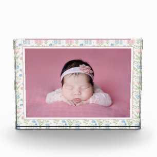 Blauw en roze Grandmillennial Flower Baby Fotoblokken