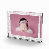 Blauw en roze Grandmillennial Flower Baby Fotoblokken (Rechts)