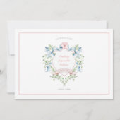 Blauw en roze Grandmillennial Flower Foto Baby Aankondiging (Achterkant)