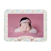 Blauw en roze Grandmillennial Flower Foto Baby Magneet (Horizontaal)